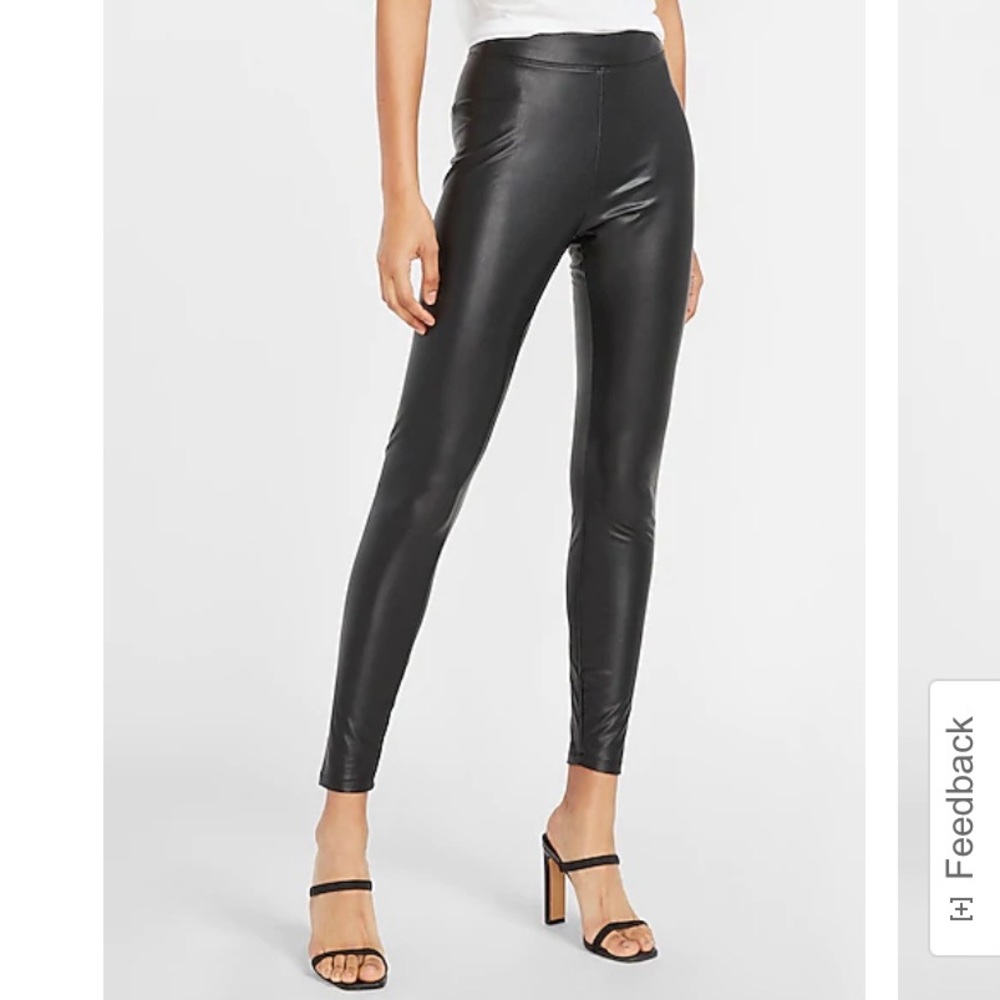 NWT Black Vegan Leather Stretch Ankle Leggings
